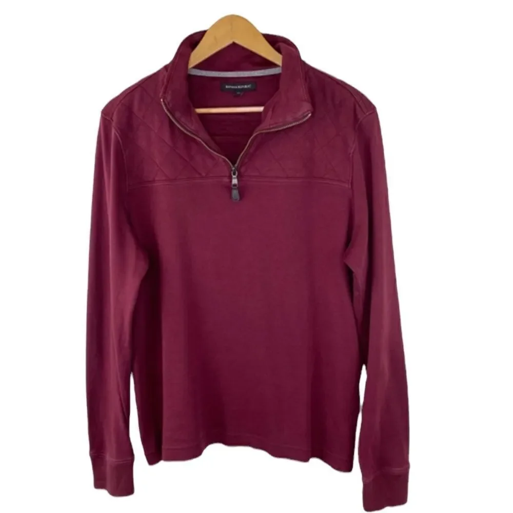 Banana Republic Maroon 1/4 zip quilted sweatshirt size medium